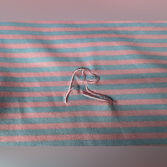 Rhoback Men's Short Sleeve Performance Polo Sz L The Birdie Stripe Pink/blue *** - Picture 5 of 16
